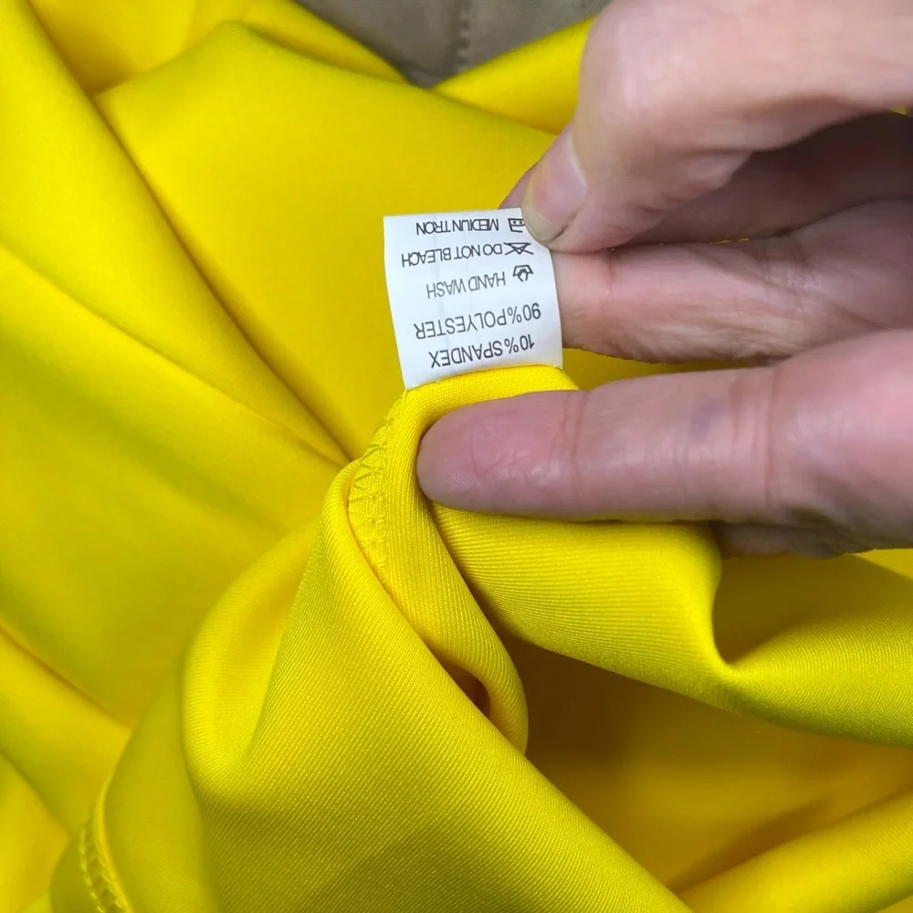 Elegant Yellow Ruffle Dress - Picture 3 of 16